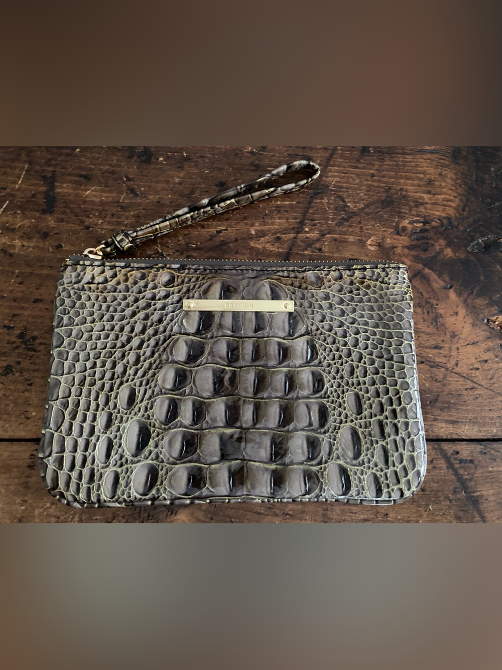 Brahmin Daisy Clutch Wristlet Bag Euphoria Ombré Multicolor Purple/Green